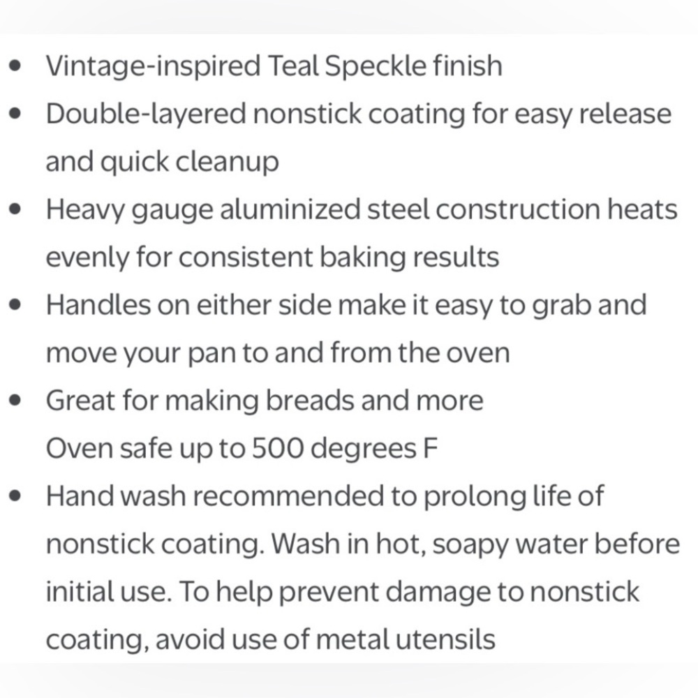 🌺 New Pioneer Woman Teal Blue Speckle 9”x5” Nonstick Aluminized Steel Loaf Pan - Picture 2 of 11